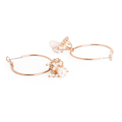 Pearl White & Gold Hoop Earrings