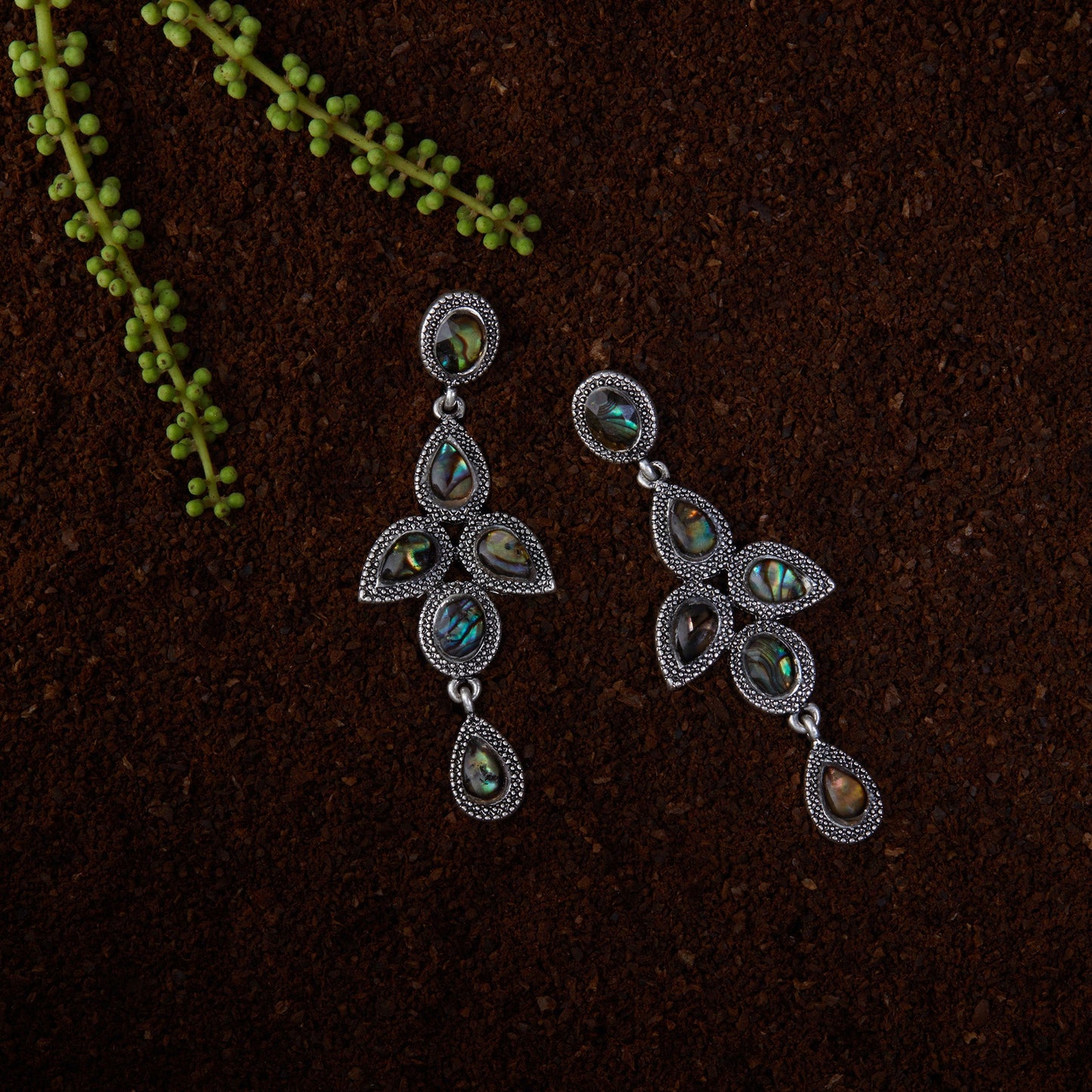 Multi Mother Of Pearl Long Earrings