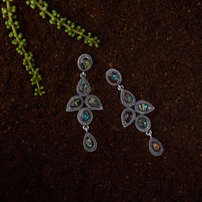 Multi Mother Of Pearl Long Earrings