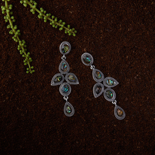 Multi Mother Of Pearl Long Earrings