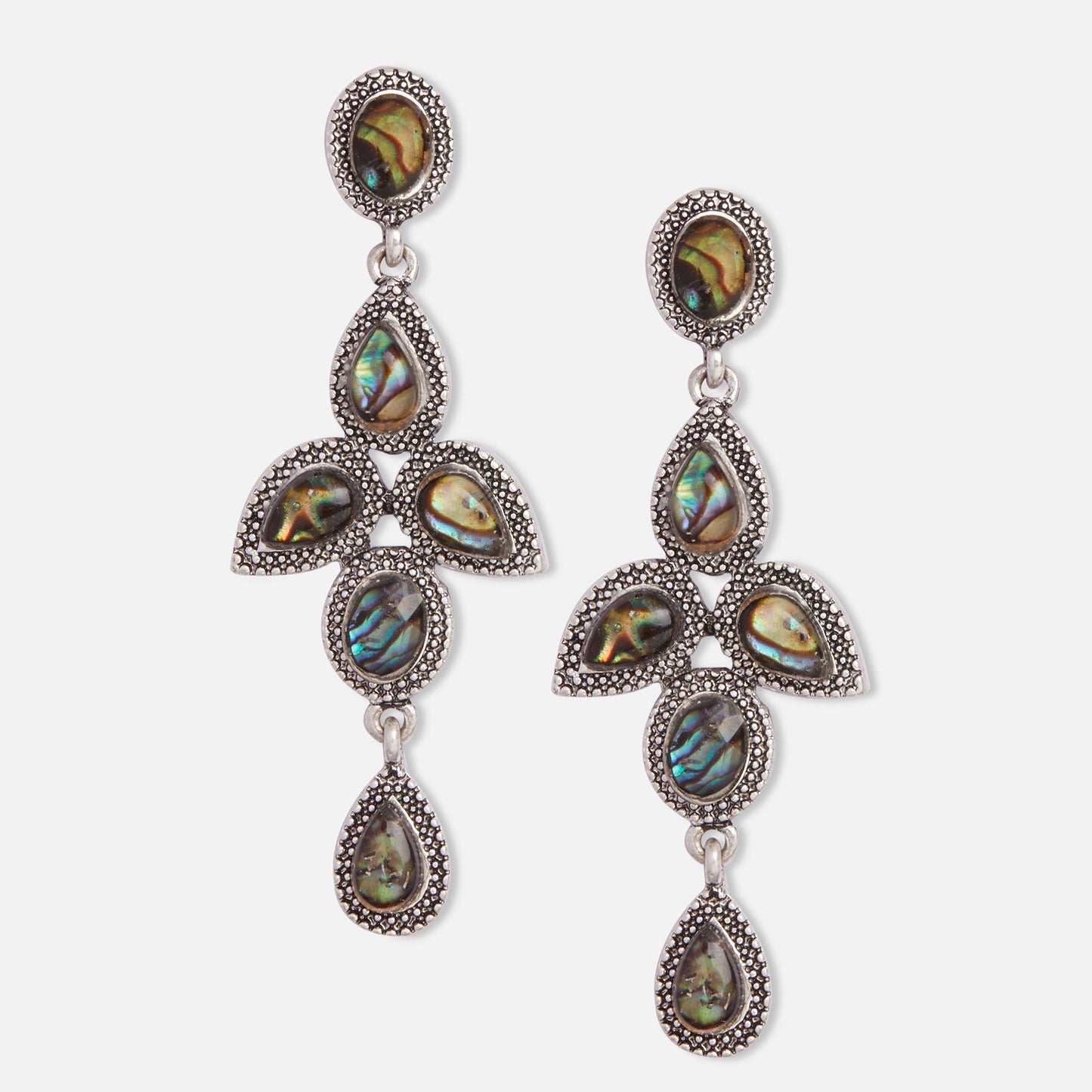 Multi Mother Of Pearl Long Earrings