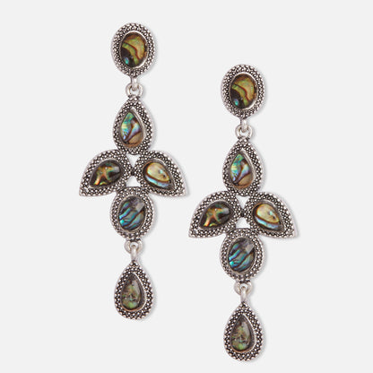 Multi Mother Of Pearl Long Earrings