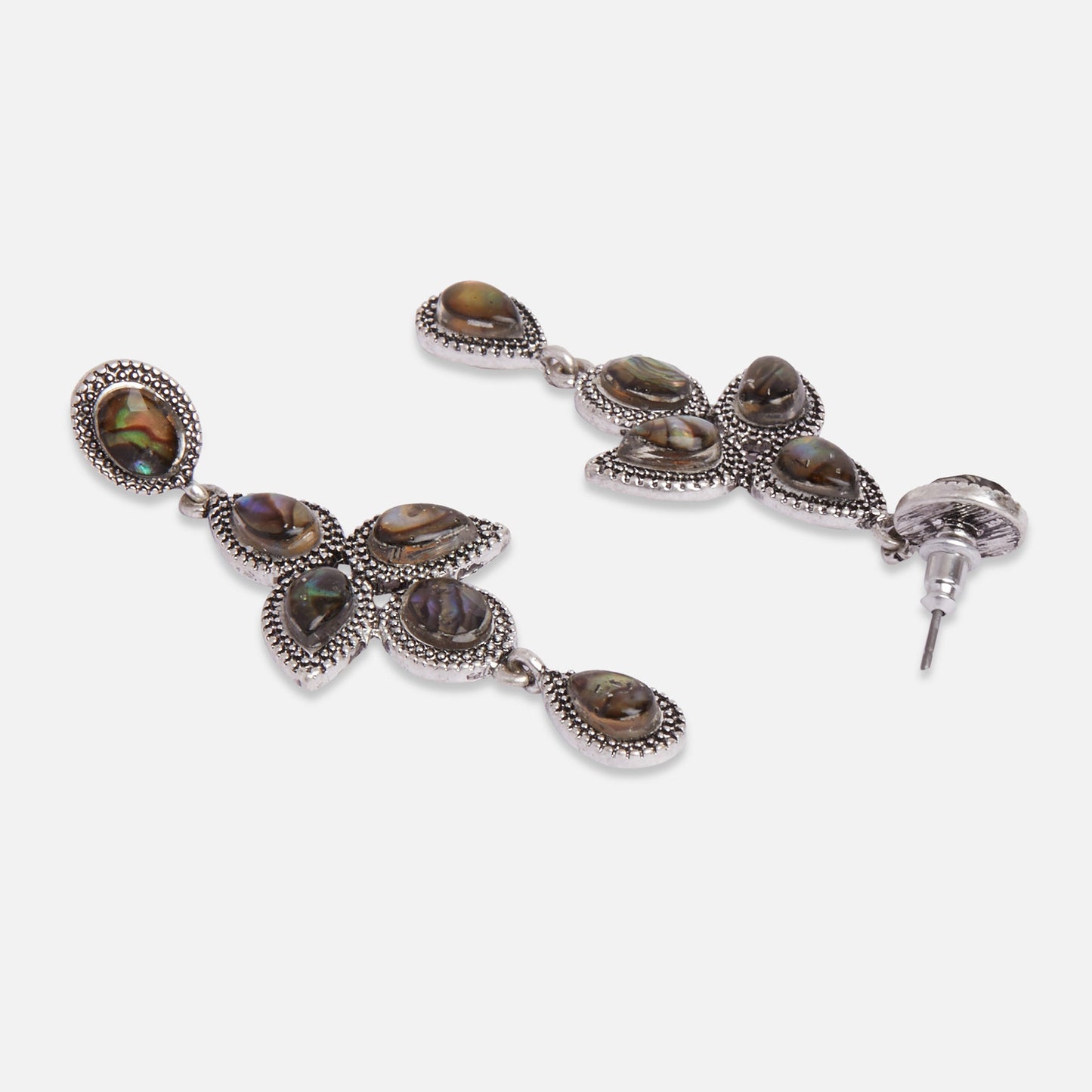 Multi Mother Of Pearl Long Earrings