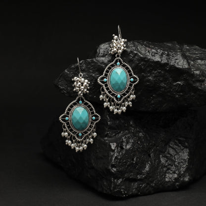 Turq Oxidized Silver Earring