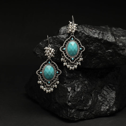 Turq Oxidized Silver Earring