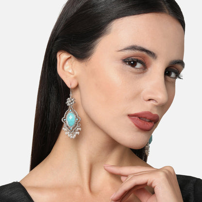 Turq Oxidized Silver Earring
