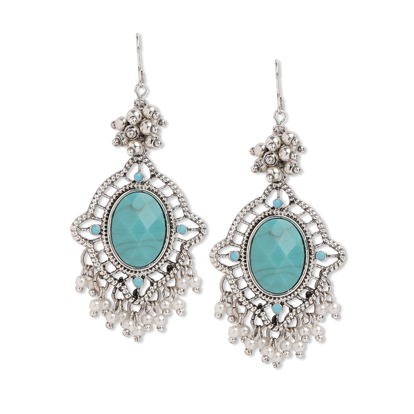 Turq Oxidized Silver Earring