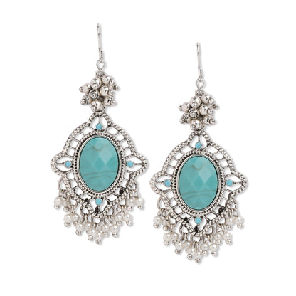 Turq Oxidized Silver Earring