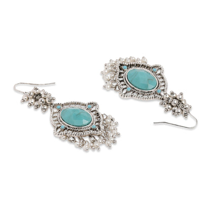 Turq Oxidized Silver Earring