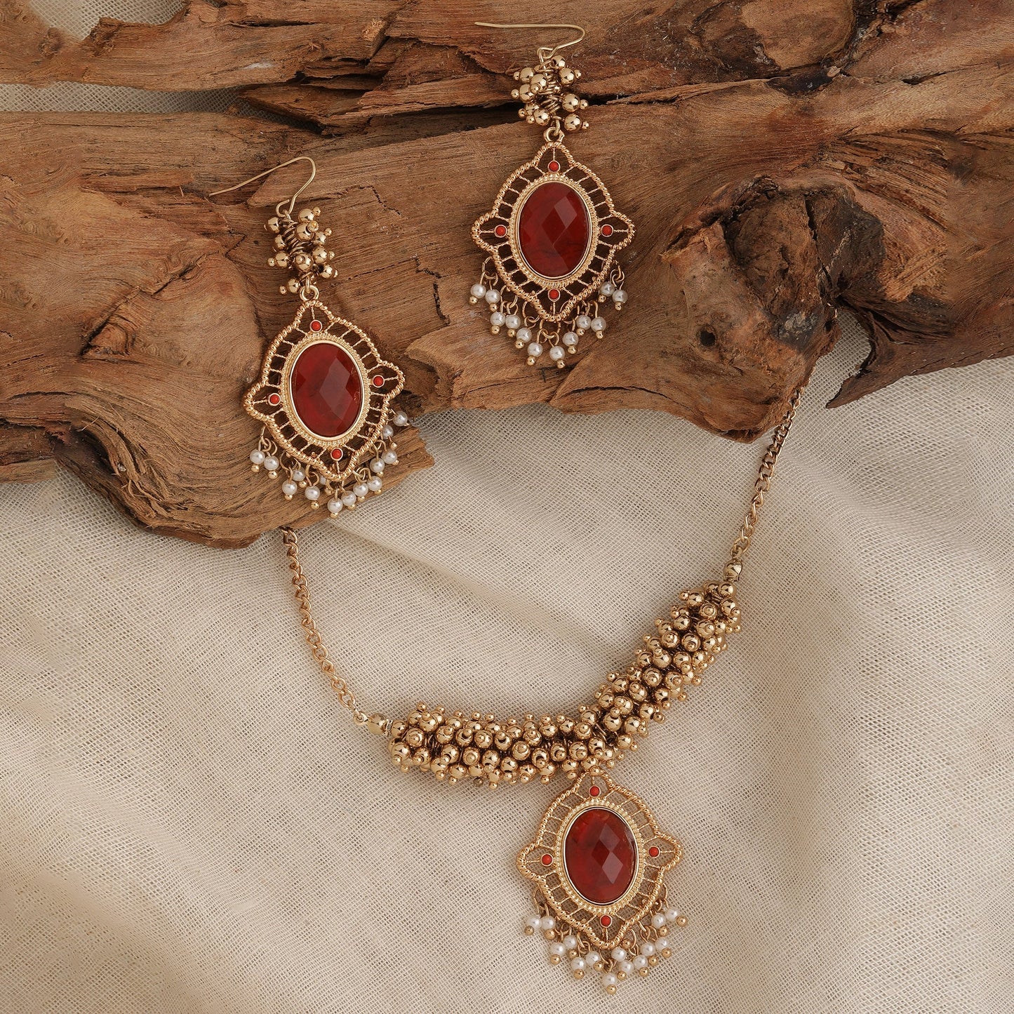 Gold Beads Jewelry Set Set