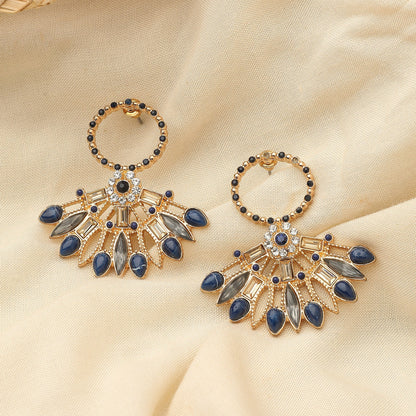 Navy Gold Plated Short Earring Metal Drops & Danglers