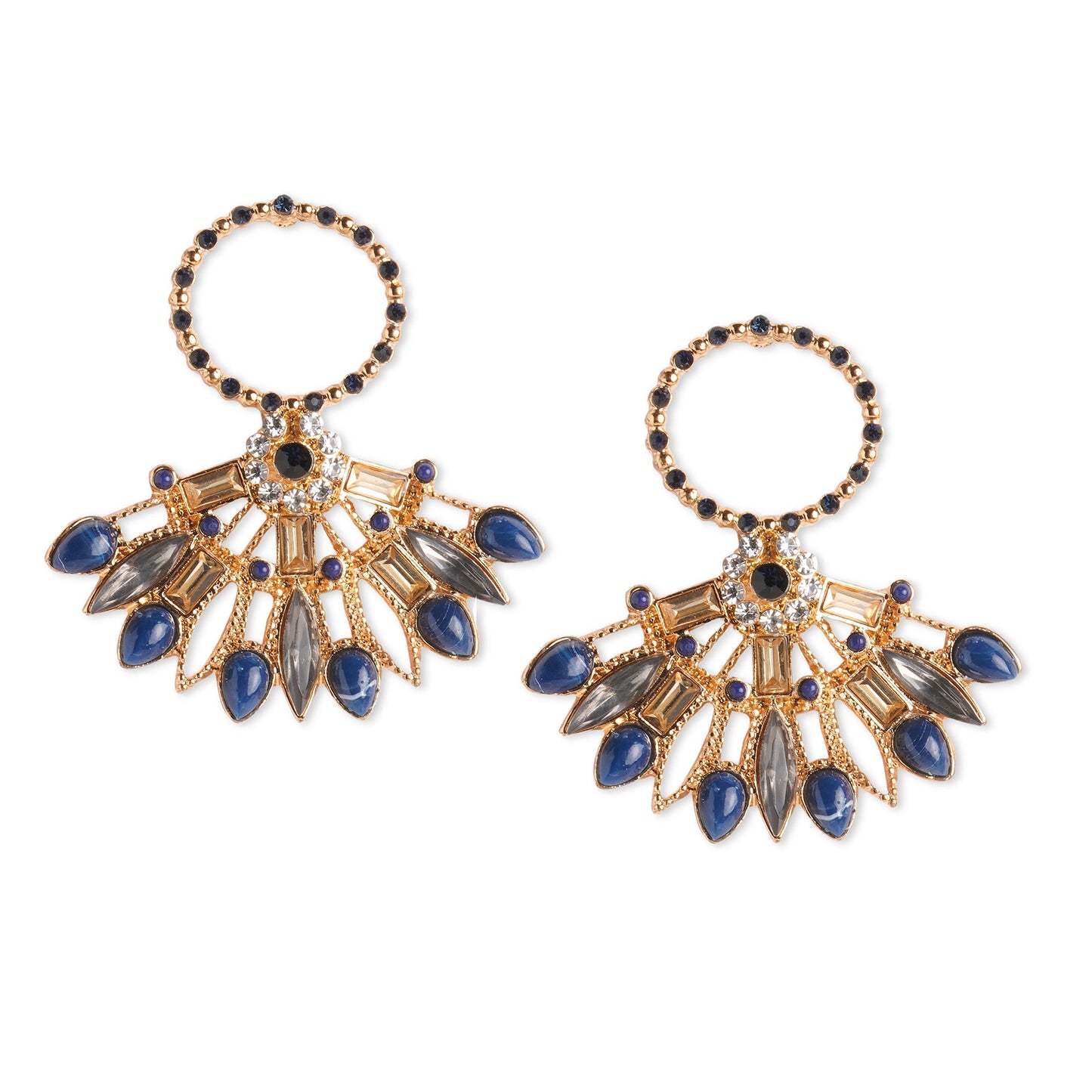 Navy Gold Plated Short Earring Metal Drops & Danglers