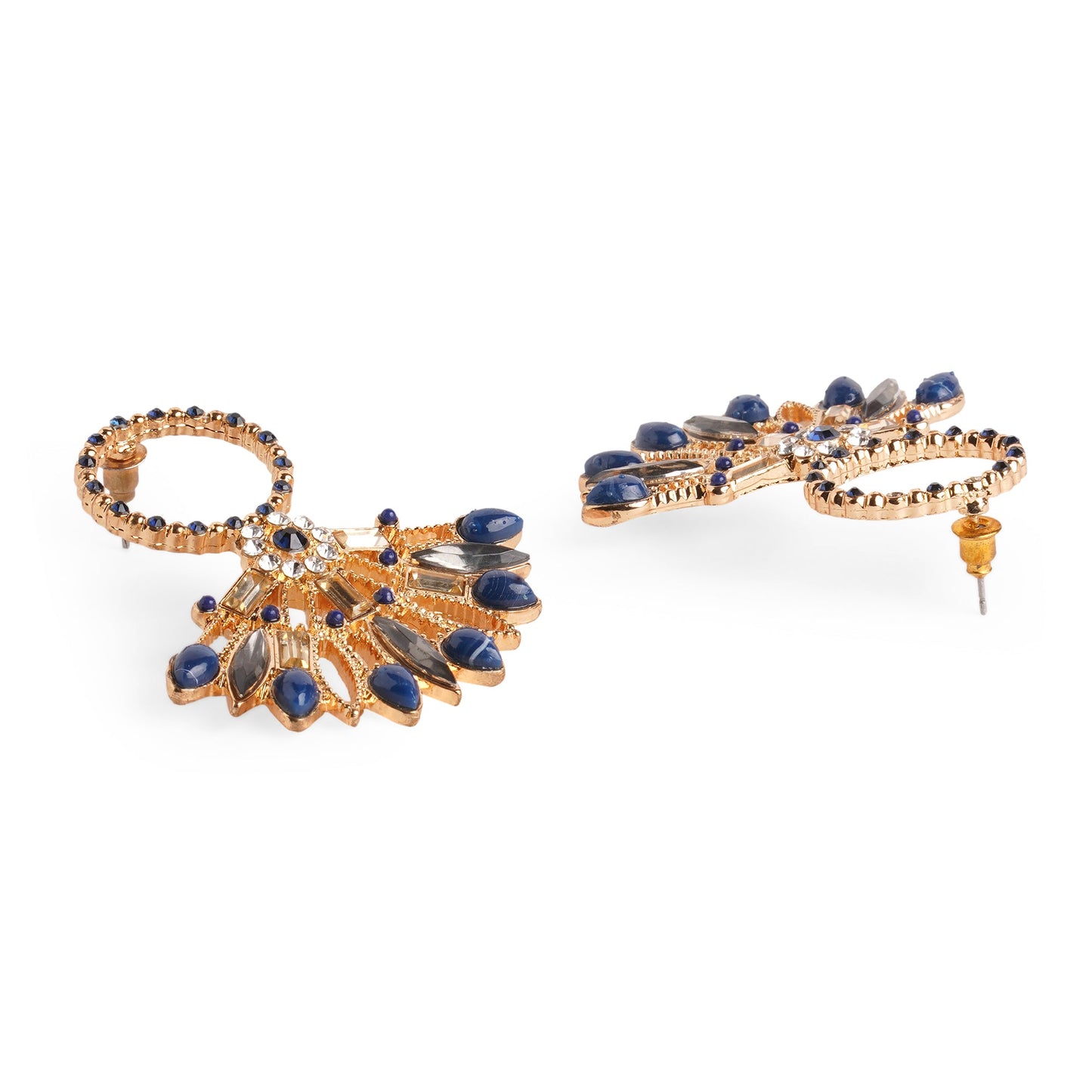 Navy Gold Plated Short Earring Metal Drops & Danglers