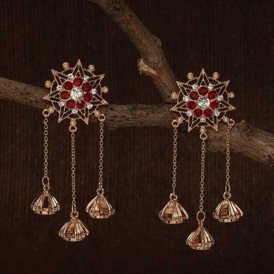 Red Gold Long Jhumkas