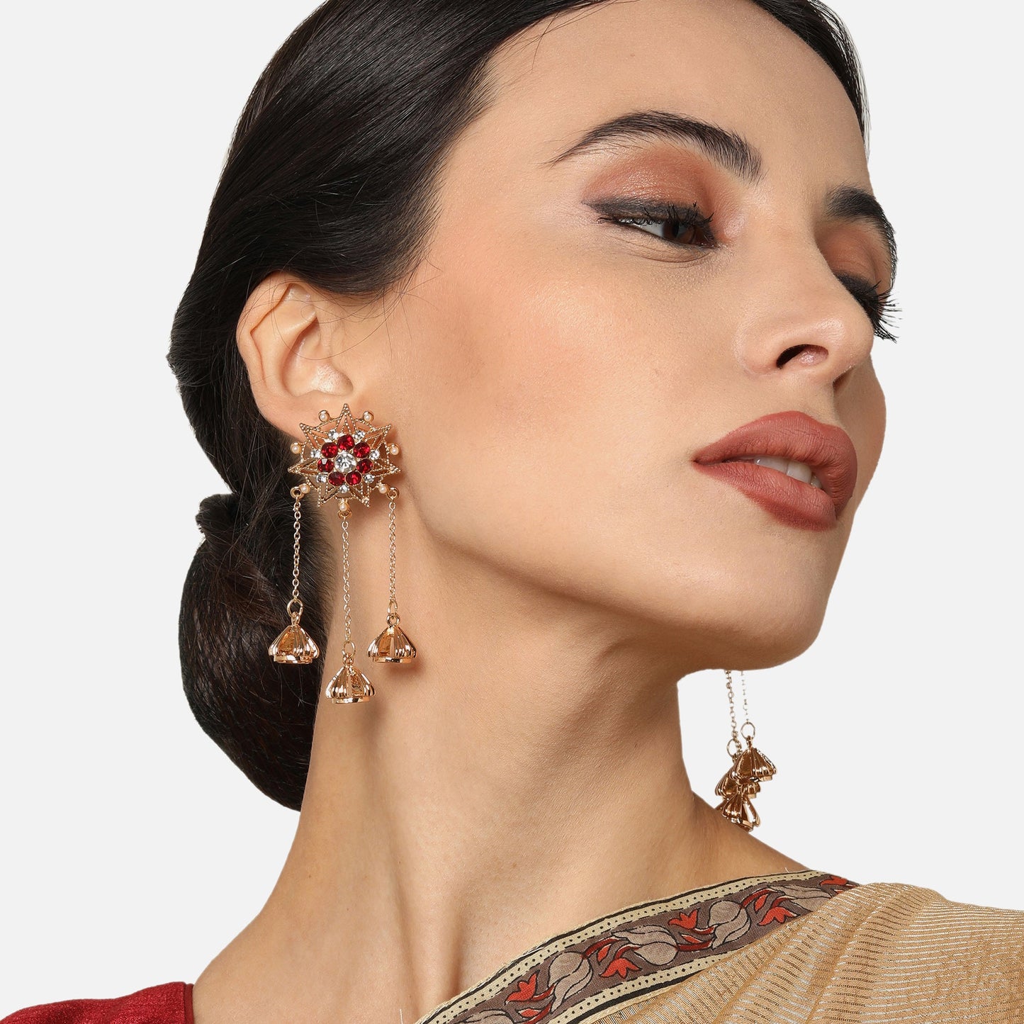 Red Gold Long Jhumkas