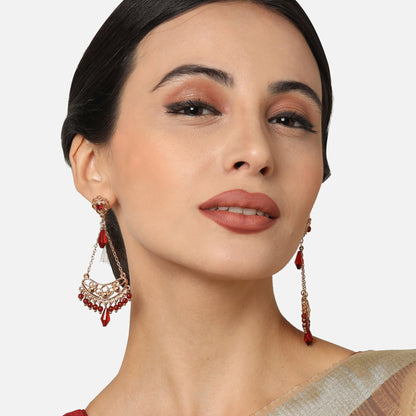 Gold & Red Filigree Earring