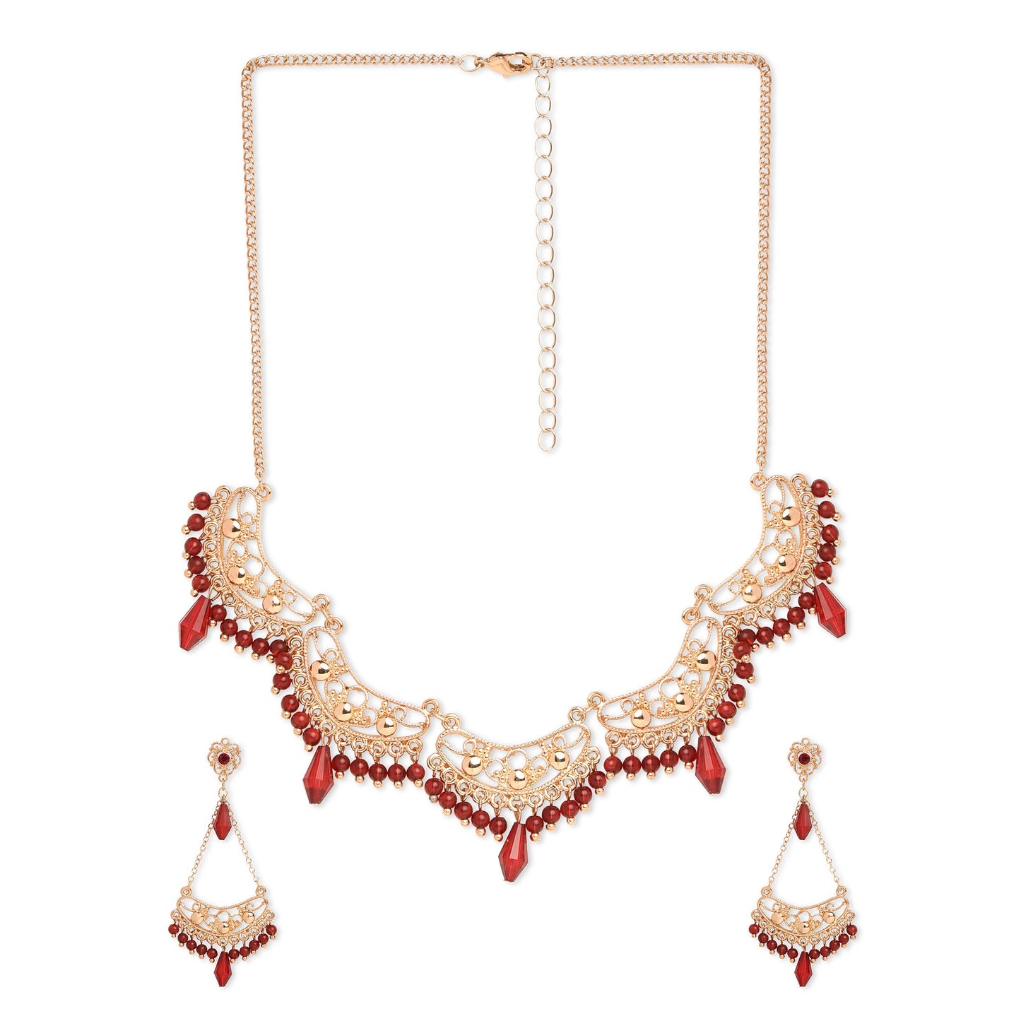 Gold Red Long Earring