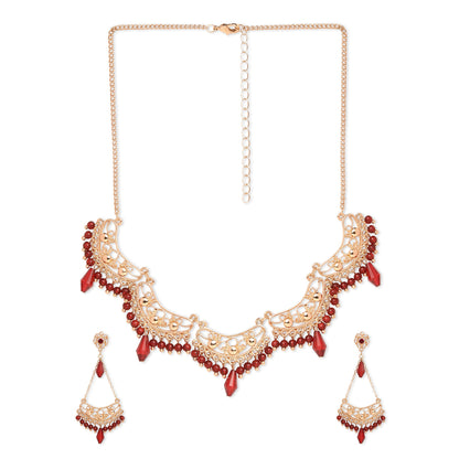 Gold Red Long Earring