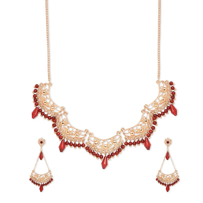 Gold Red Long Earring