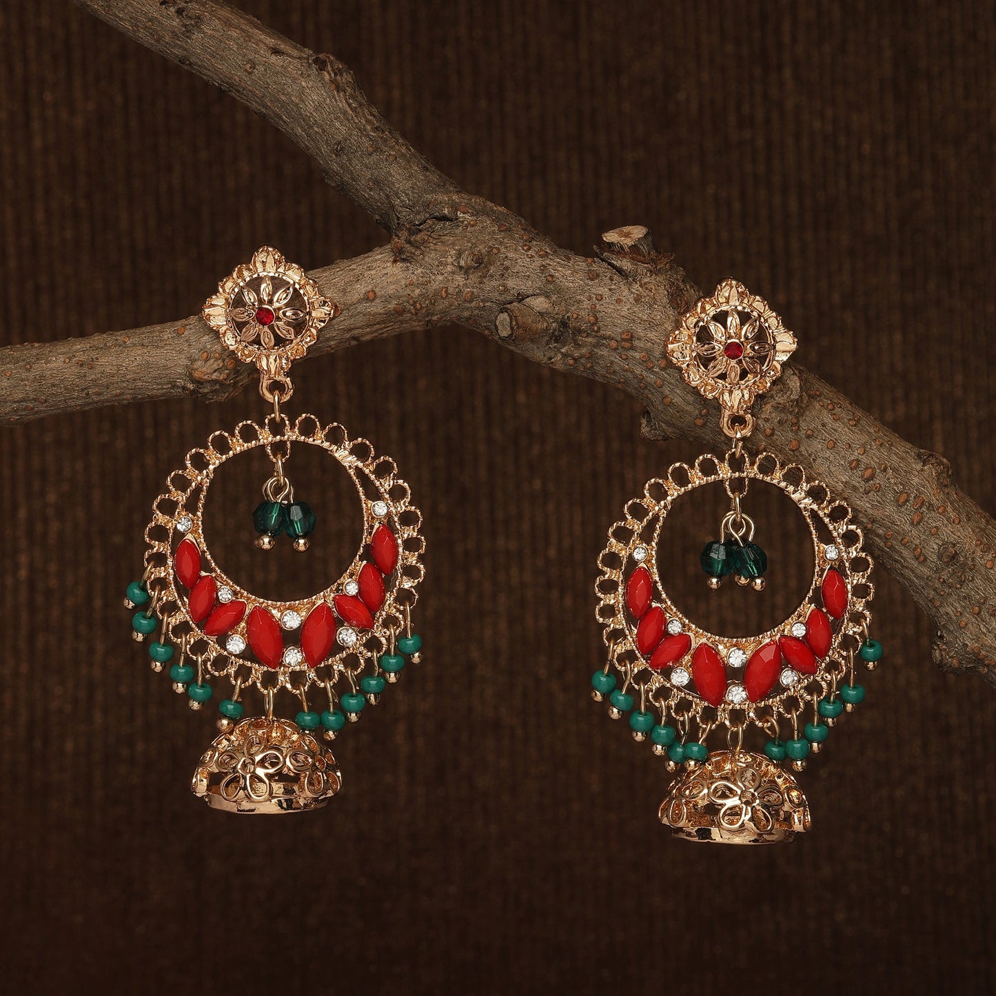 Multi Color Long Drop Jhumkas Earring