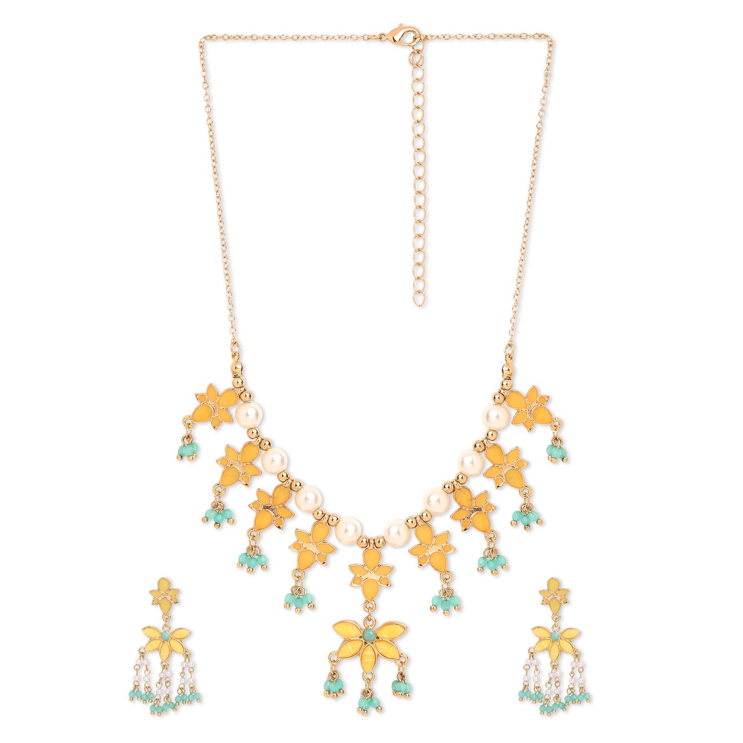 Yellow  Kundan Jewelry Set