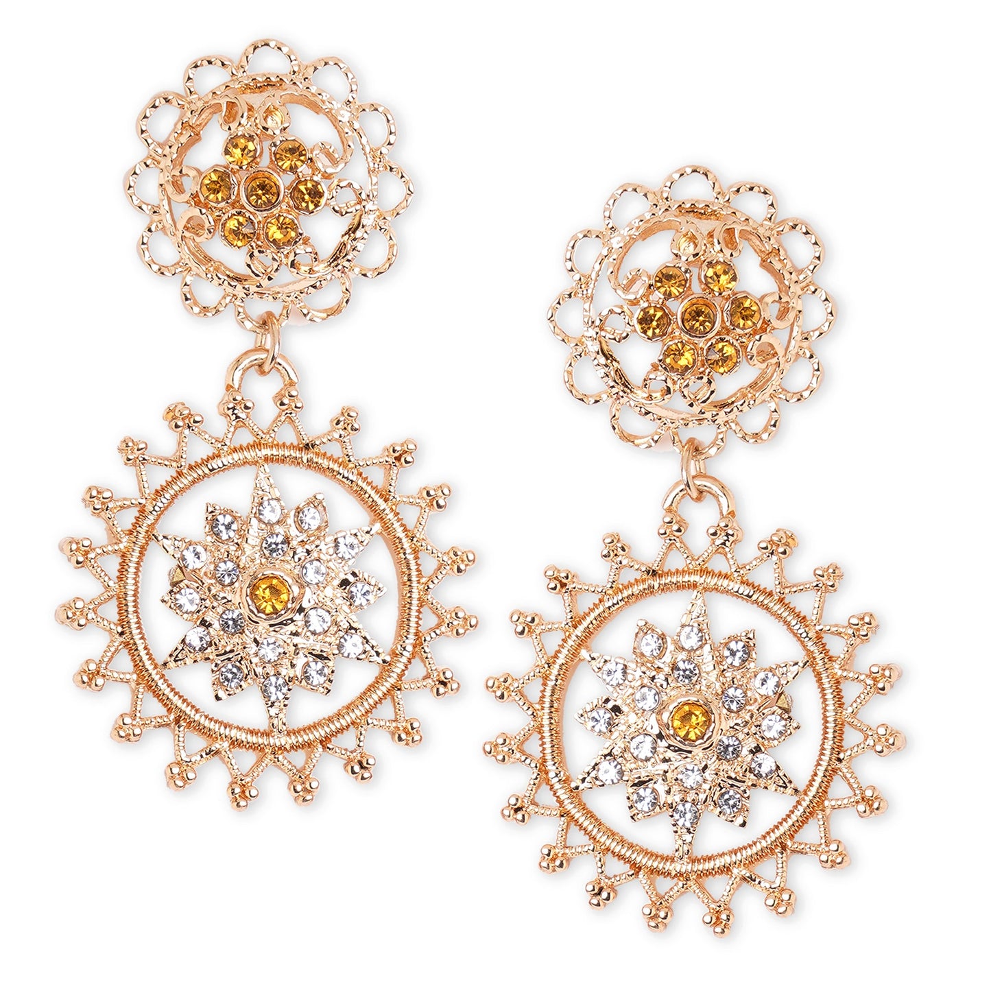 Gold Champagne Crystal Earring