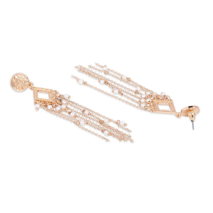 Gold Pearl Long Drop Earring