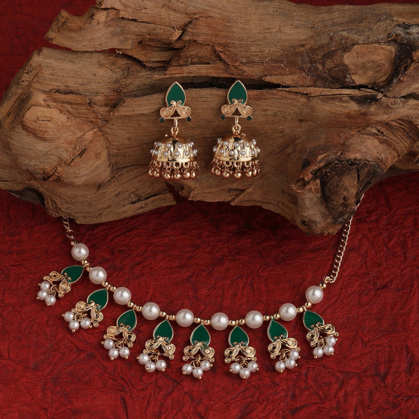 Gold Enamel Jewelry Set