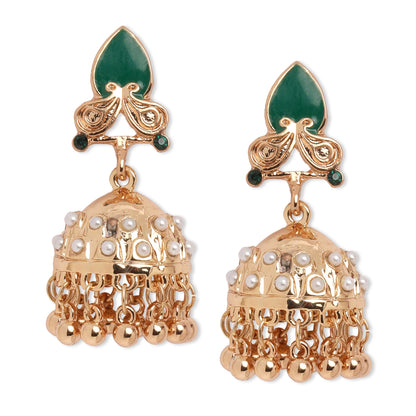 Green Enamel Gold Earrings