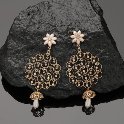 Gold Floral Pearl Filigree Earring