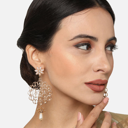 Gold Floral Pearl Filigree Earring