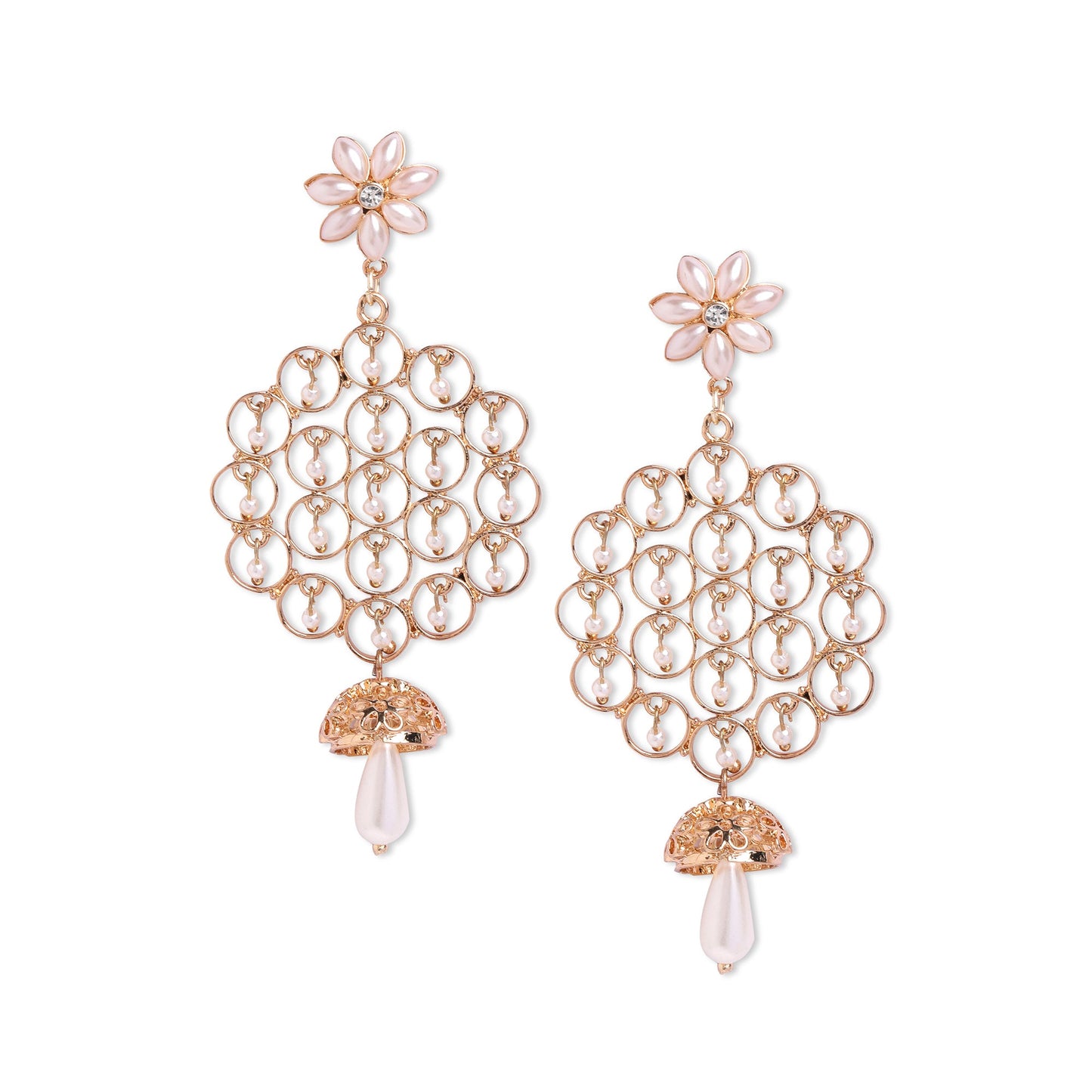 Gold Floral Pearl Filigree Earring