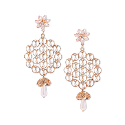 Gold Floral Pearl Filigree Earring