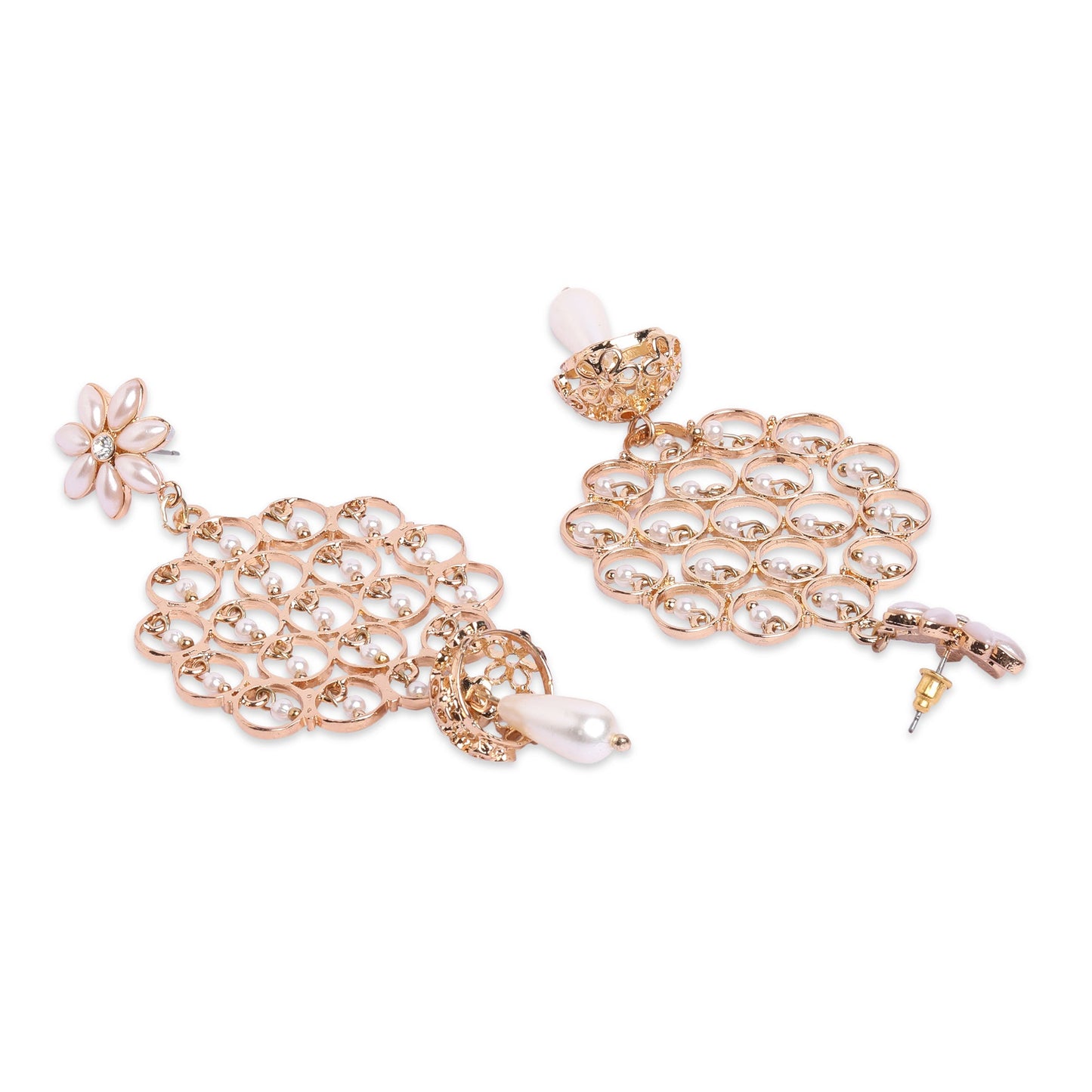 Gold Floral Pearl Filigree Earring