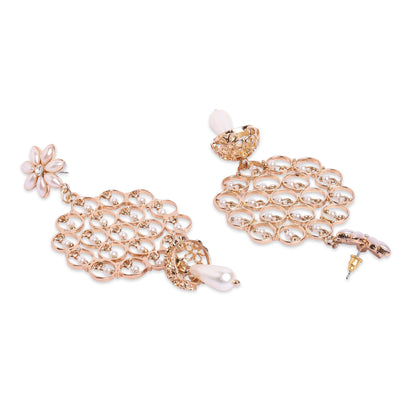 Gold Floral Pearl Filigree Earring