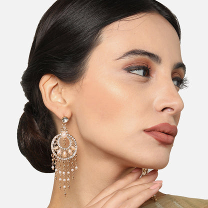 Gold Diamante Long Drop Earring