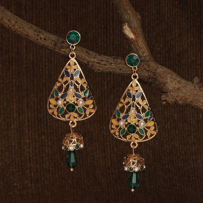 Enamel Gold Long Earring