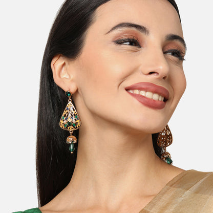 Enamel Gold Long Earring
