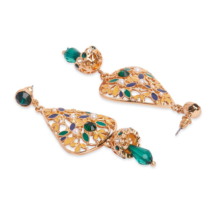 Enamel Gold Long Earring