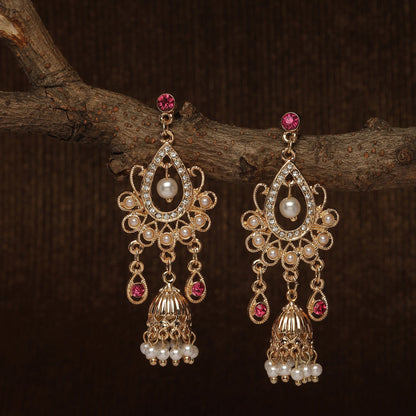 Gold Long Drop Jhumkas Earring