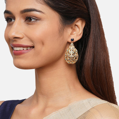 Multi Color Tear Shape Long Drop Earrings