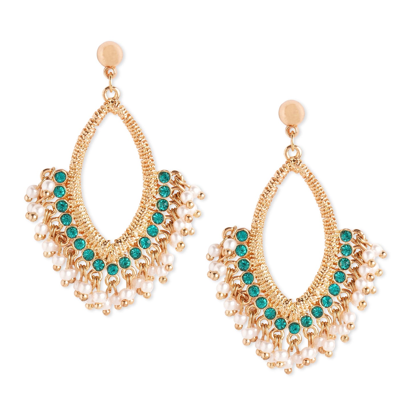 Gold Pearl Long Drop Earrings