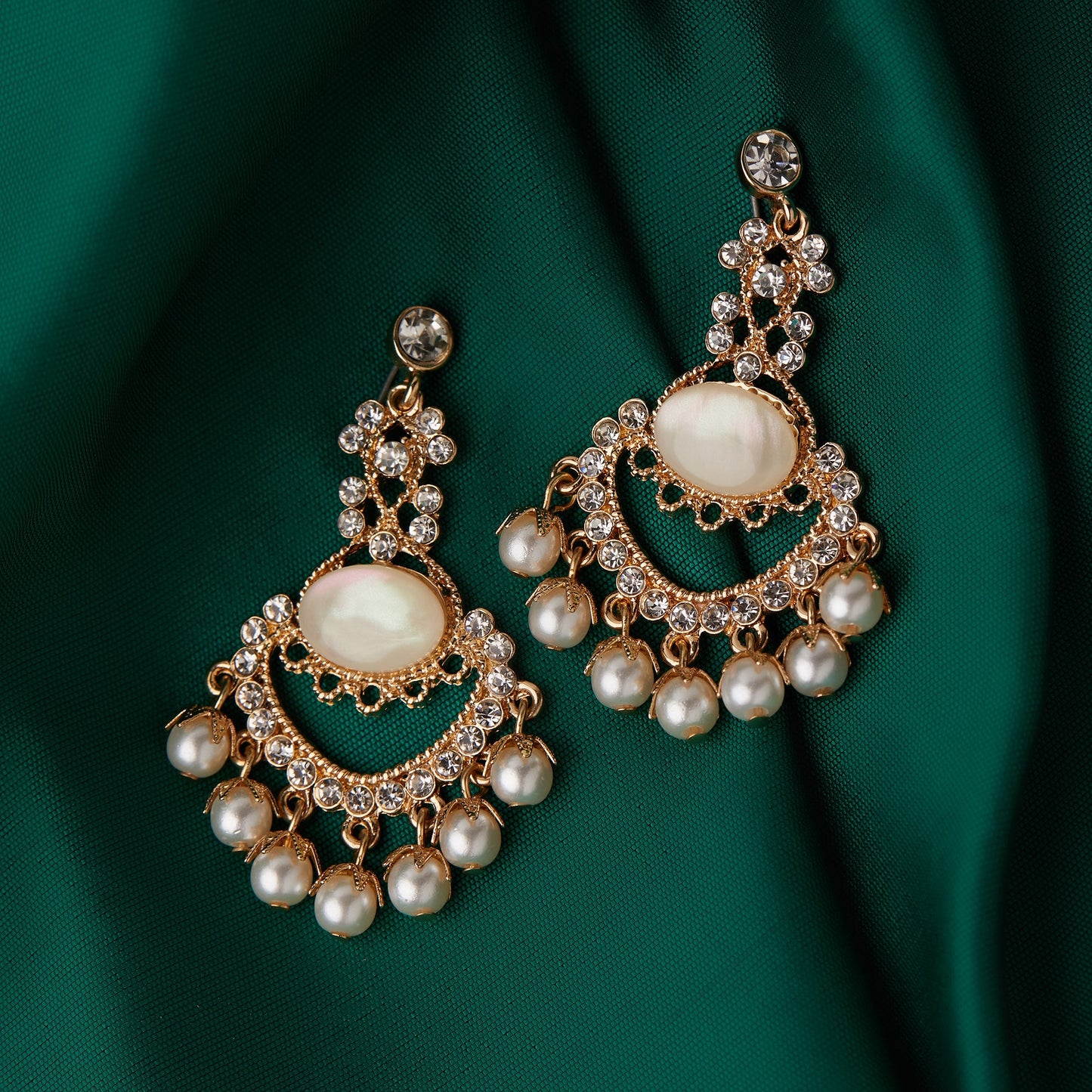 Gold Mother Of Pearl Short Drop Earrings