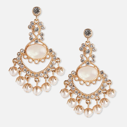 Gold Mother Of Pearl Short Drop Earrings