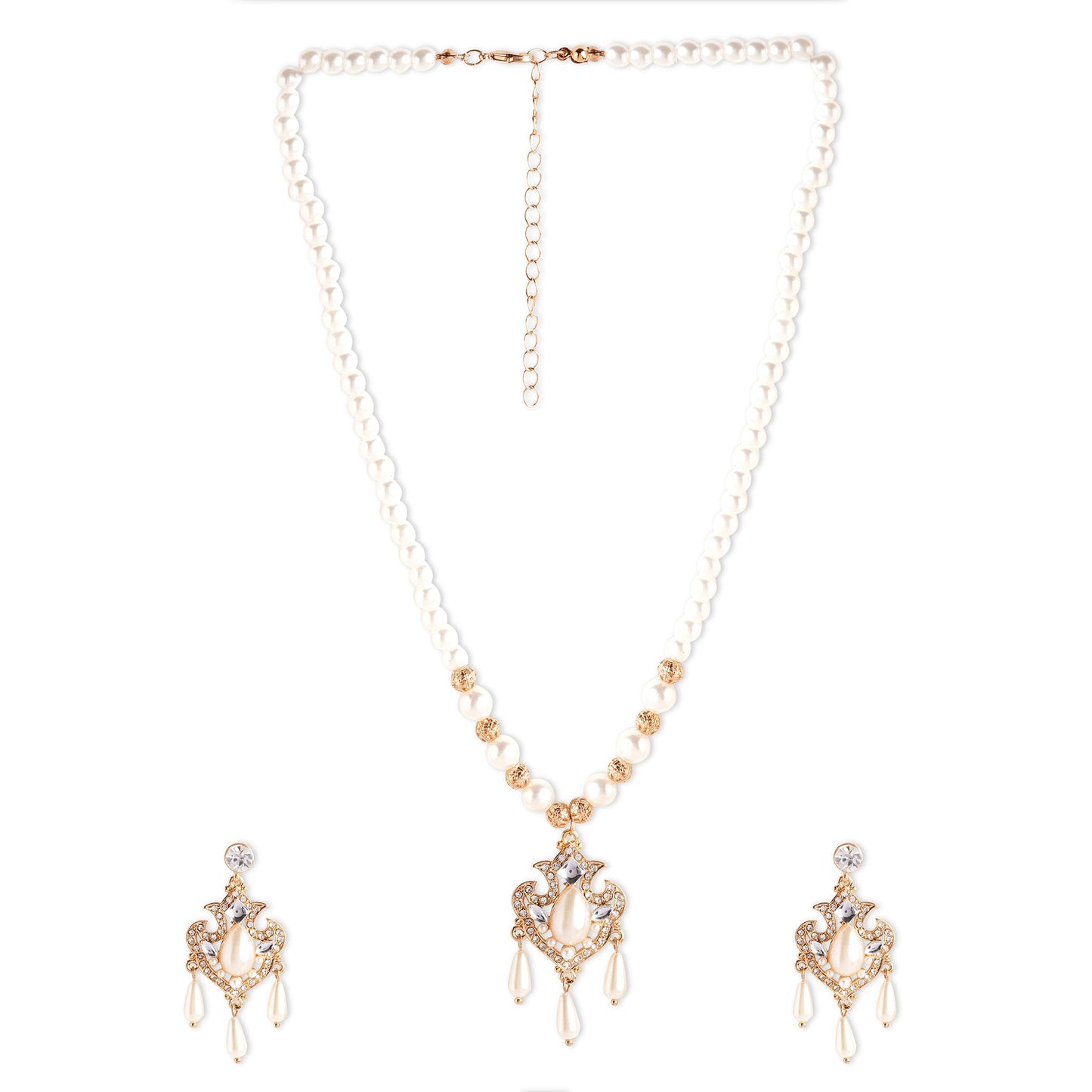 Gold Tear Drop Pearl Jewelry Set