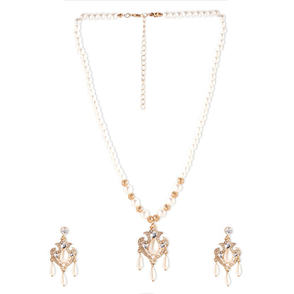 Gold Tear Drop Pearl Jewelry Set