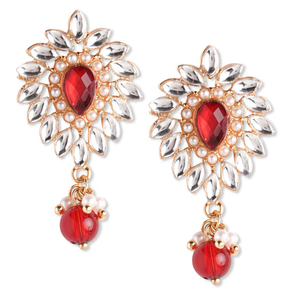 Red Kundan Drop Earring