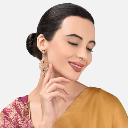 Gold Bead And Pearl Jhumkas Earring