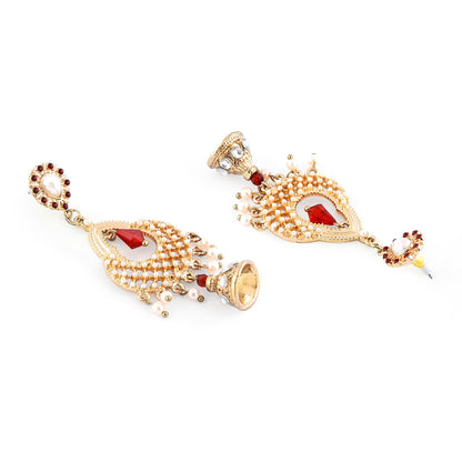 Gold Bead And Pearl Jhumkas Earring