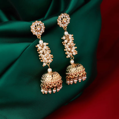 Gold Diamante Jhumkas Earring